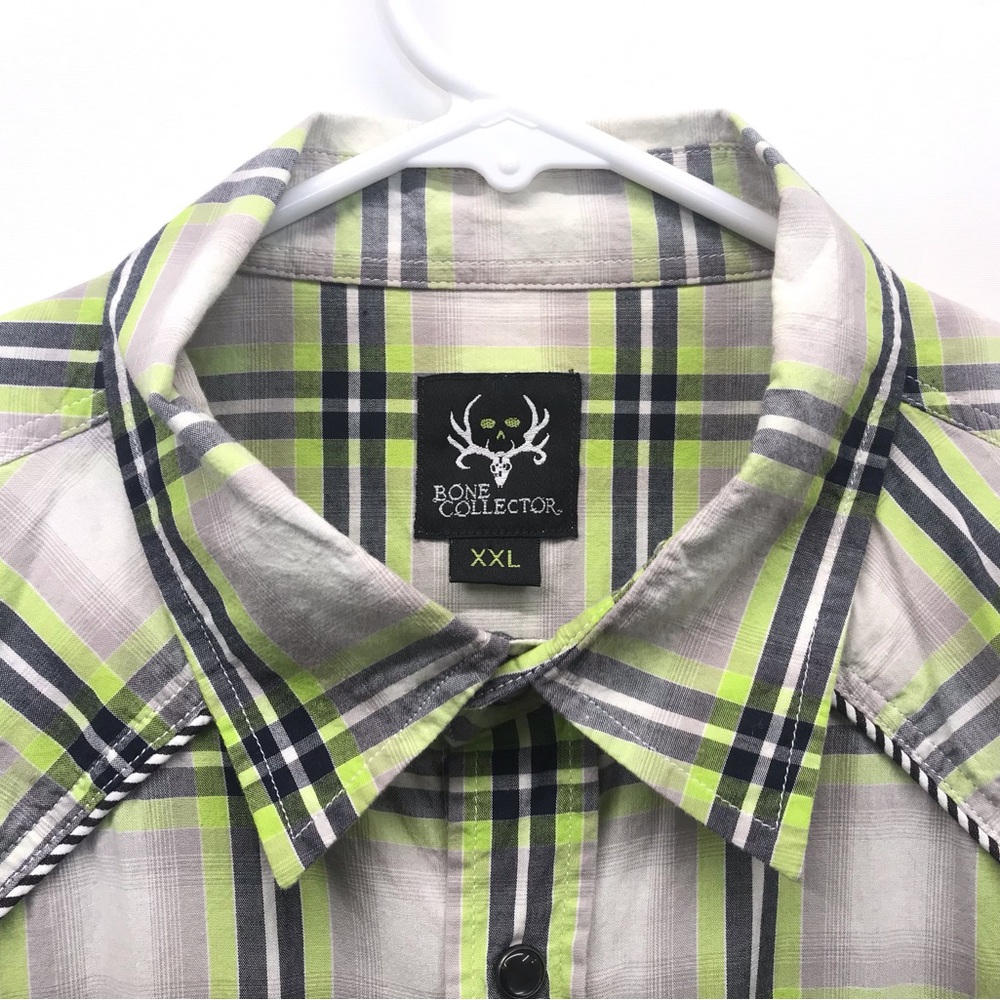 Bone Collector Men Pearl Snap Western Short Sleeve Shirt Size XXL Country - Picture 3 of 7